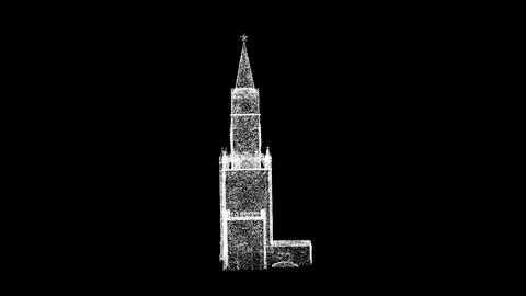 3D Kremlin Tower on black background. Architectural concept. Tourism and At.. Stock Illustration
