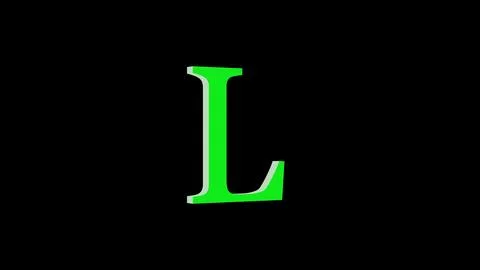 3d L letter logo loopable green color black background Stock Illustration