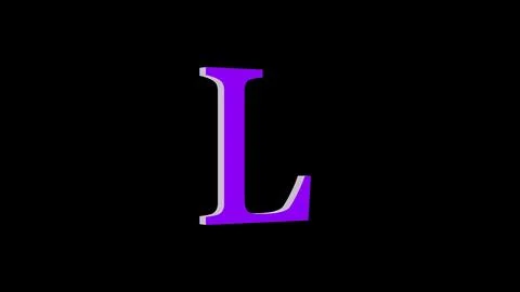 3d L letter logo loopable purple color black background Illustrazione stock