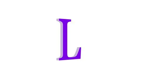 3d L letter logo loopable purple color white background Stock Illustration
