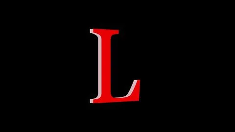 3d L letter logo loopable red color black background Illustrazione stock