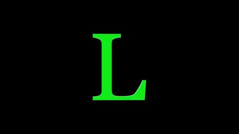 3d L letter logo loopable rotated green color black background Illustrazione stock