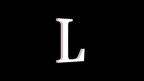 3d L letter logo loopable white color black background Stock Illustration
