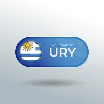 3D Label and Location Pointer Flag Nation of Uruguay with Glossy Reflection Stock Illustration
