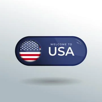 3D Label and Location Pointer Flag Nation of USA with Glossy Reflection Stock Illustration