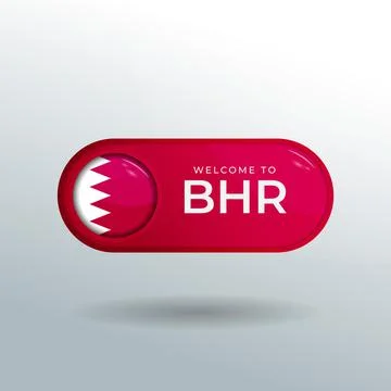 3D Label and Location Pointer Flag Nation of Bahrain with Glossy Reflection Stock Illustration