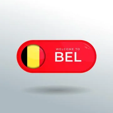 3D Label and Location Pointer Flag Nation of Belgium with Glossy Reflection Stock Illustration