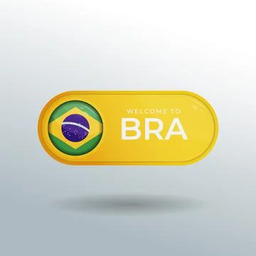 3D Label and Location Pointer Flag Nation of Brazil with Glossy Reflection Stock Illustration