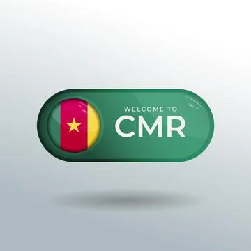 3D Label and Location Pointer Flag Nation of Cameroon with Glossy Reflection Stock Illustration