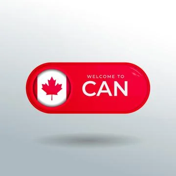 3D Label and Location Pointer Flag Nation of Canada with Glossy Reflection Stock Illustration