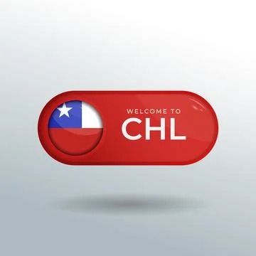 3D Label and Location Pointer Flag Nation of Chile with Glossy Reflection Stock Illustration
