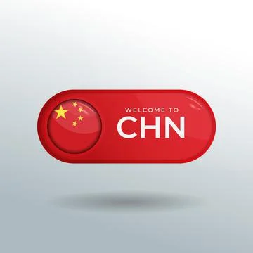 3D Label and Location Pointer Flag Nation of China with Glossy Reflection Stock Illustration