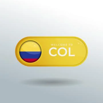 3D Label and Location Pointer Flag Nation of Columbia with Glossy Reflection Stock Illustration