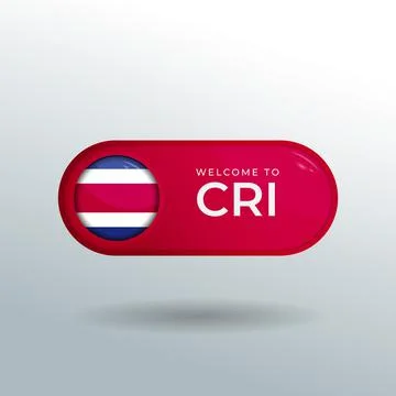 3D Label and Location Pointer Flag Nation of Costa Rica with Glossy Reflectio Stock Illustration