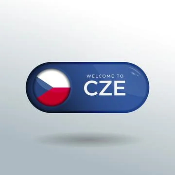 3D Label and Location Pointer Flag Nation of Czech with Glossy Reflection Stock Illustration