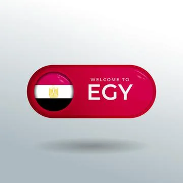 3D Label and Location Pointer Flag Nation of Egypt with Glossy Reflection Stock Illustration