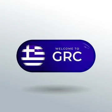 3D Label and Location Pointer Flag Nation of Greece with Glossy Reflection Stock Illustration