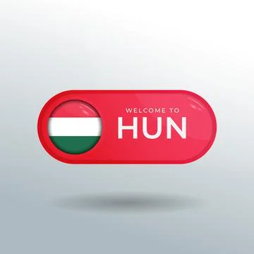 3D Label and Location Pointer Flag Nation of Hungary with Glossy Reflection Stock Illustration