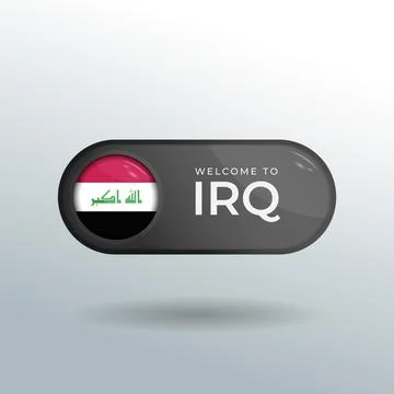 3D Label and Location Pointer Flag Nation of Iraq with Glossy Reflection Stock Illustration