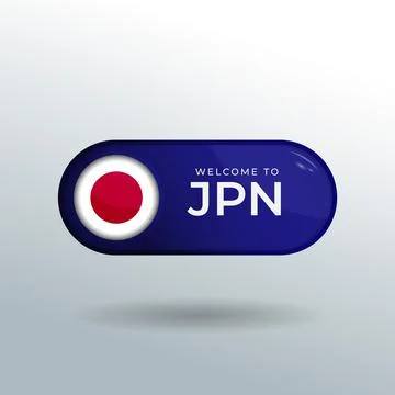 3D Label and Location Pointer Flag Nation of Japan with Glossy Reflection Stock Illustration