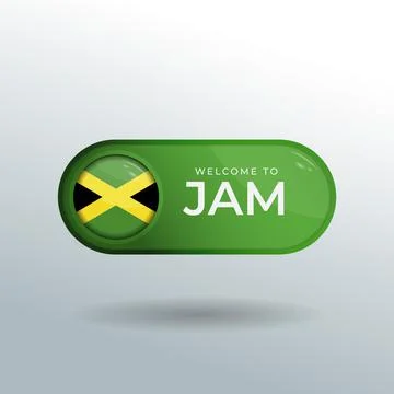 3D Label and Location Pointer Flag Nation of Jamaica with Glossy Reflection Stock Illustration