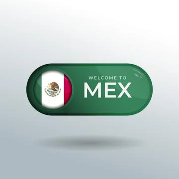 3D Label and Location Pointer Flag Nation of Mexico with Glossy Reflection Stock Illustration