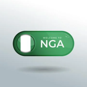 3D Label and Location Pointer Flag Nation of Nigeria with Glossy Reflection Illustrazione stock