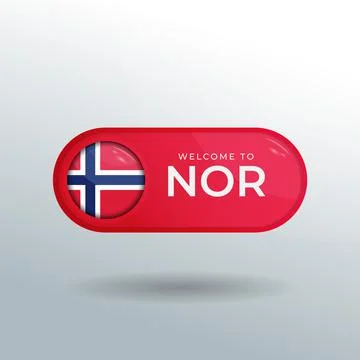 3D Label and Location Pointer Flag Nation of Norway with Glossy Reflection Stock Illustration