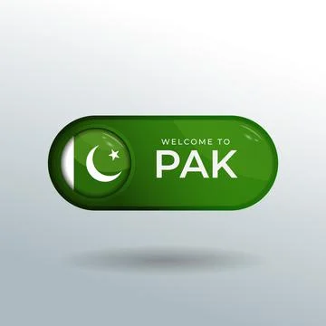 3D Label and Location Pointer Flag Nation of Pakistan with Glossy Reflection Stock Illustration