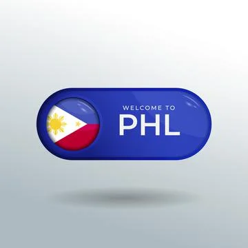 3D Label and Location Pointer Flag Nation of Philippines with Glossy Stock Illustration