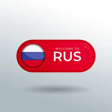 3D Label and Location Pointer Flag Nation of Russia with Glossy Reflection Stock Illustration