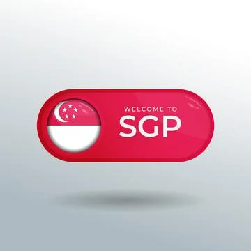 3D Label and Location Pointer Flag Nation of Singapore with Glossy Reflection Stock Illustration