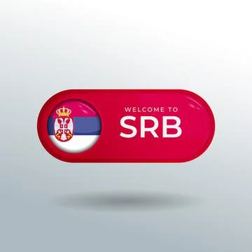 3D Label and Location Pointer Flag Nation of Serbia with Glossy Reflection Stock Illustration