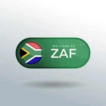 3D Label and Location Pointer Flag Nation of South Africa with Glossy Stock Illustration