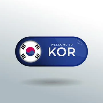 3D Label and Location Pointer Flag Nation of South Korea with Glossy Stock Illustration