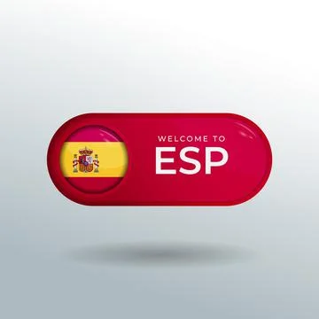 3D Label and Location Pointer Flag Nation of Spain with Glossy Reflection Stock Illustration