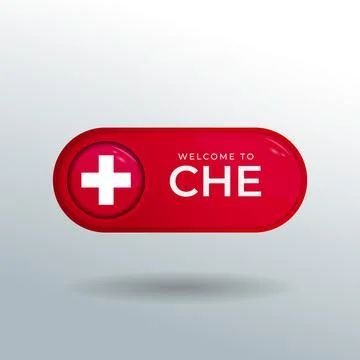 3D Label and Location Pointer Flag Nation of Switzerland with Glossy Stock Illustration