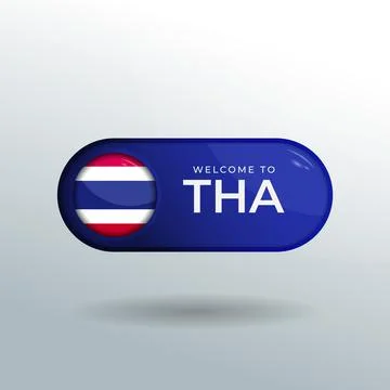 3D Label and Location Pointer Flag Nation of Thailand with Glossy Reflection Stock Illustration