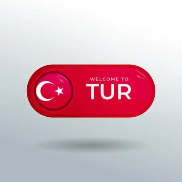 3D Label and Location Pointer Flag Nation of Turkey with Glossy Reflection Stock Illustration