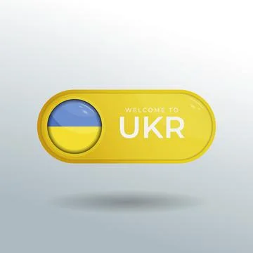 3D Label and Location Pointer Flag Nation of Ukraine with Glossy Reflection Stock Illustration