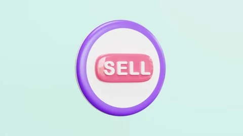 3d Label button icon with buy and sell text isolated on blue background. Cl.. Stock Footage 310758374
