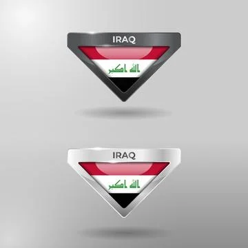 3D Label, Tag and Location Pointer Flag Nation of Iraq with Glossy Reflection Stock Illustration