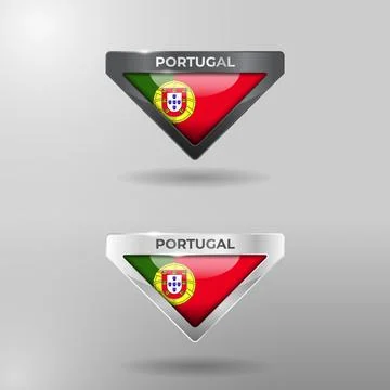 3D Label, Tag and Location Pointer Flag Nation of Portugal with Glossy Stock Illustration