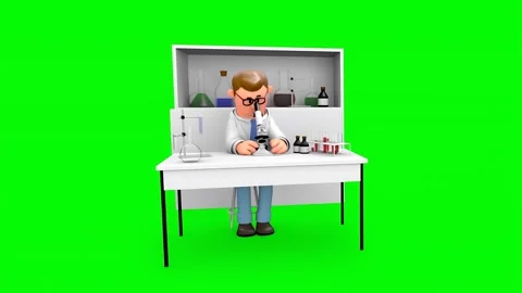 3D Laboratory Scientist Testing Specimen Under Microscope Vidéo 266971964
