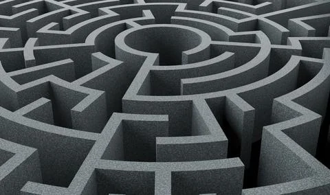 3d labyrinth circular maze challenge. Stock İmage. Stock Illustration