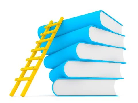3d ladder along stack of books Stock-Illustration