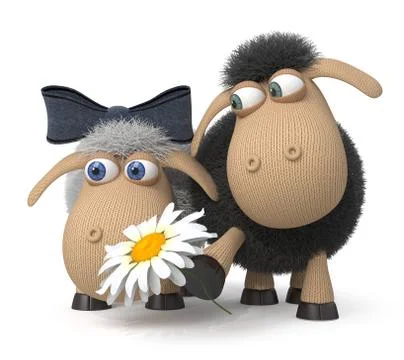 3d Lambs on a lawn Stock Illustration