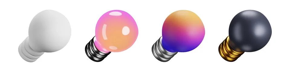 3D lamp bulb creative lighting graphics and icons pack 스톡 일러스트