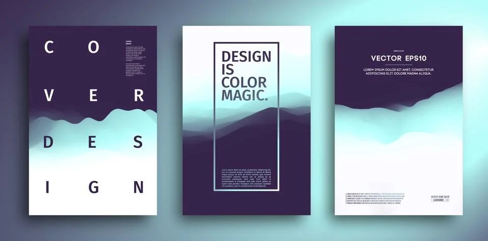 3D landscape Background. Blue Gradient Abstract Vector Illustration.Computer Art Ilustración de archivo