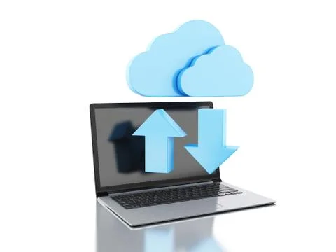 3d laptop and Cloud Illustrazione stock